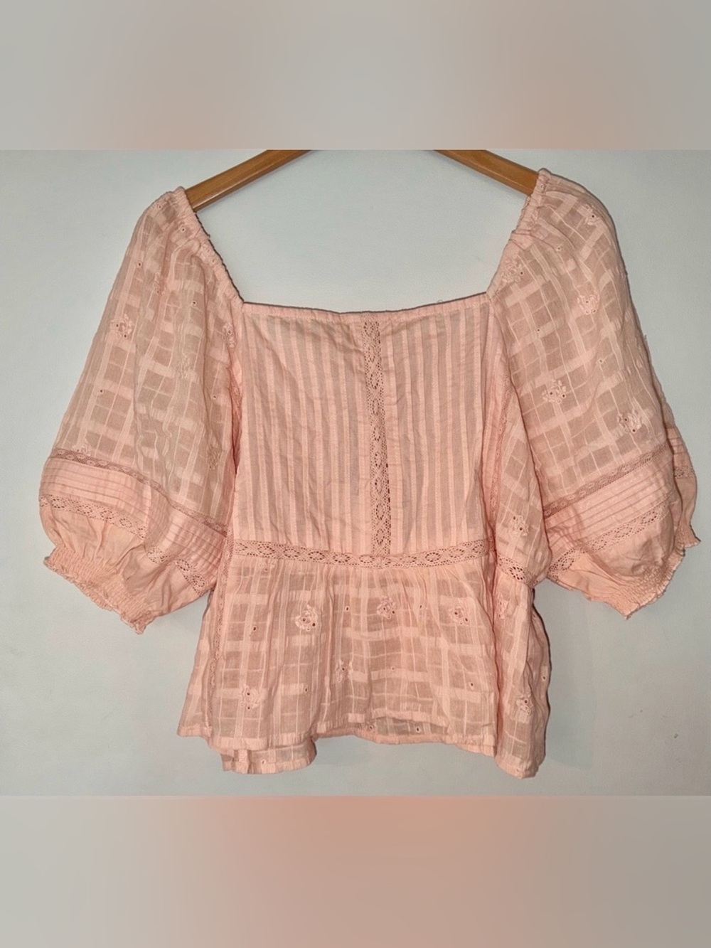 Jennifer & Grace Peachy/Pink Peasant Puff-Sleeve Blouse NWT! 🌷